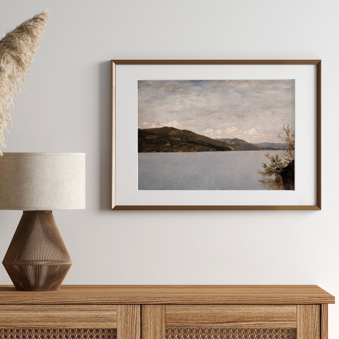 Vintage Lake Landscape, Antique Mountain Wall Decor - Image 2