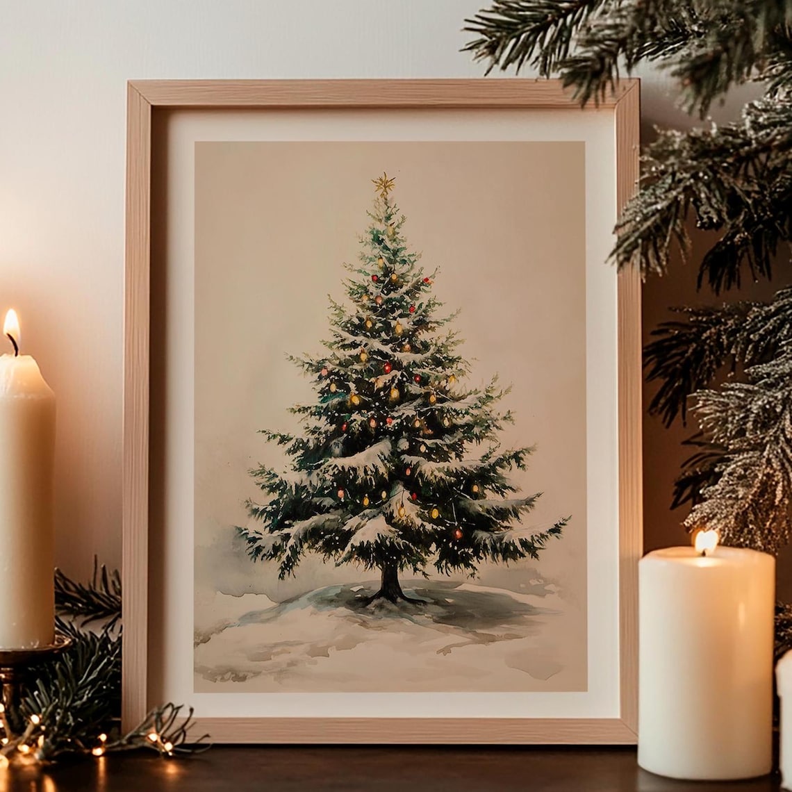 Christmas Tree Rustic Winter Holiday Art Print - Image 3