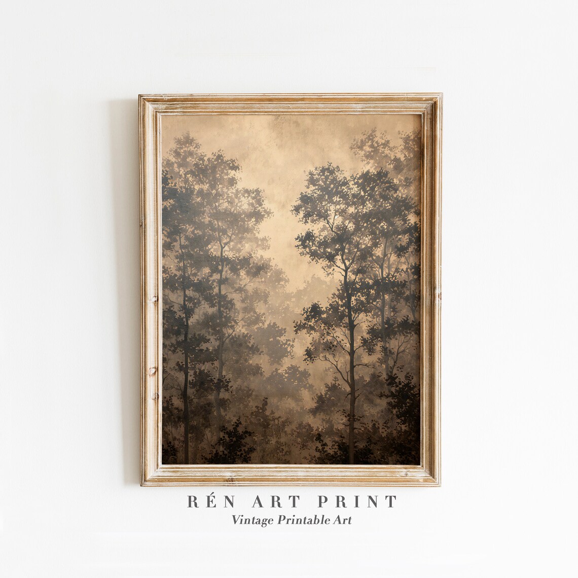 Misty Woods Landscape Art Print, Vintage Neutral Decor - Image 3