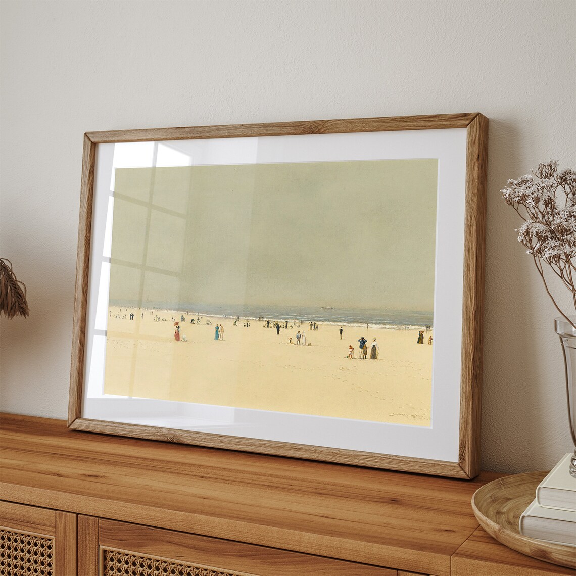 Antique Coastal Painting Vintage Beach Art Print - Image 3