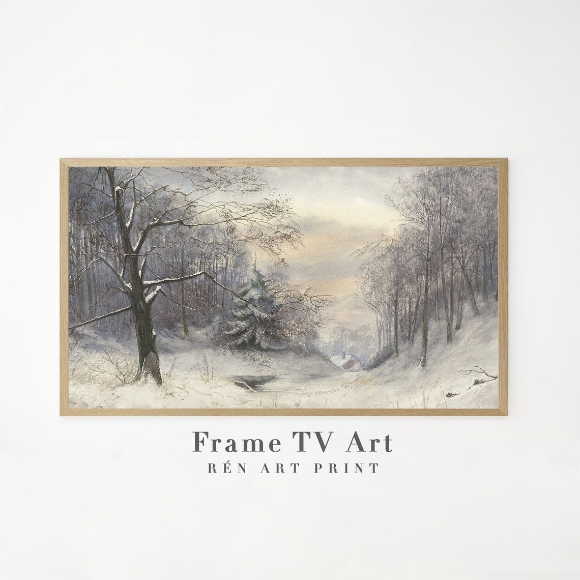 Snowy Winter Forest with Bare Branches Soft Glow Frame TV Poster