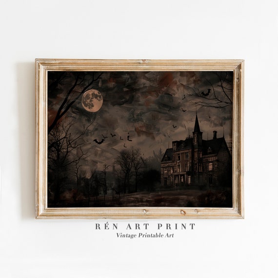 Spooky Haunted Mansion Dark Academia Art Print