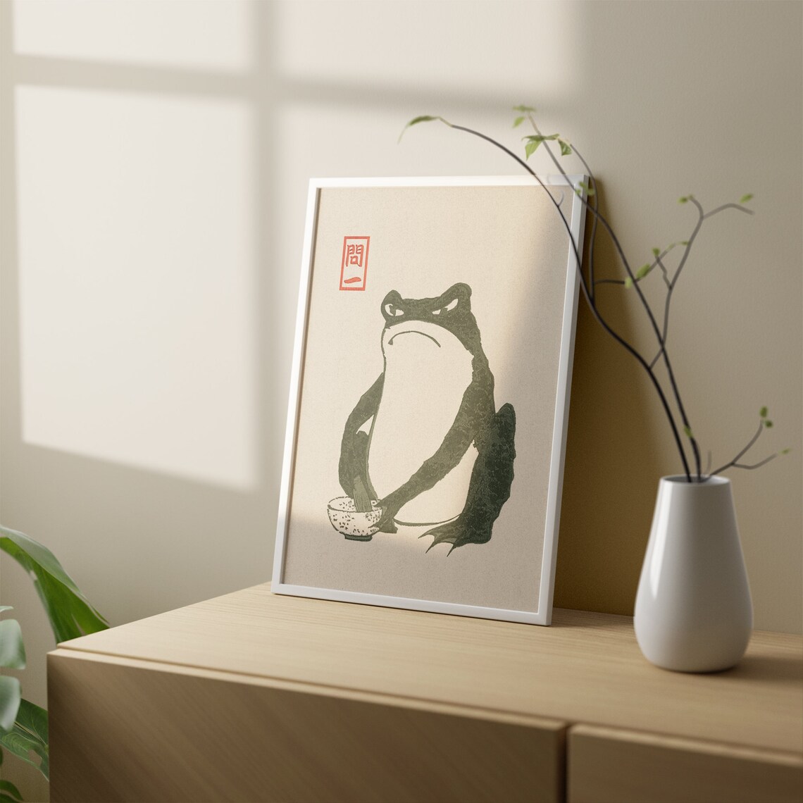 Matsumoto Hoji Grumpy Frog Vintage Japanese Woodblock Art Poster - Image 3