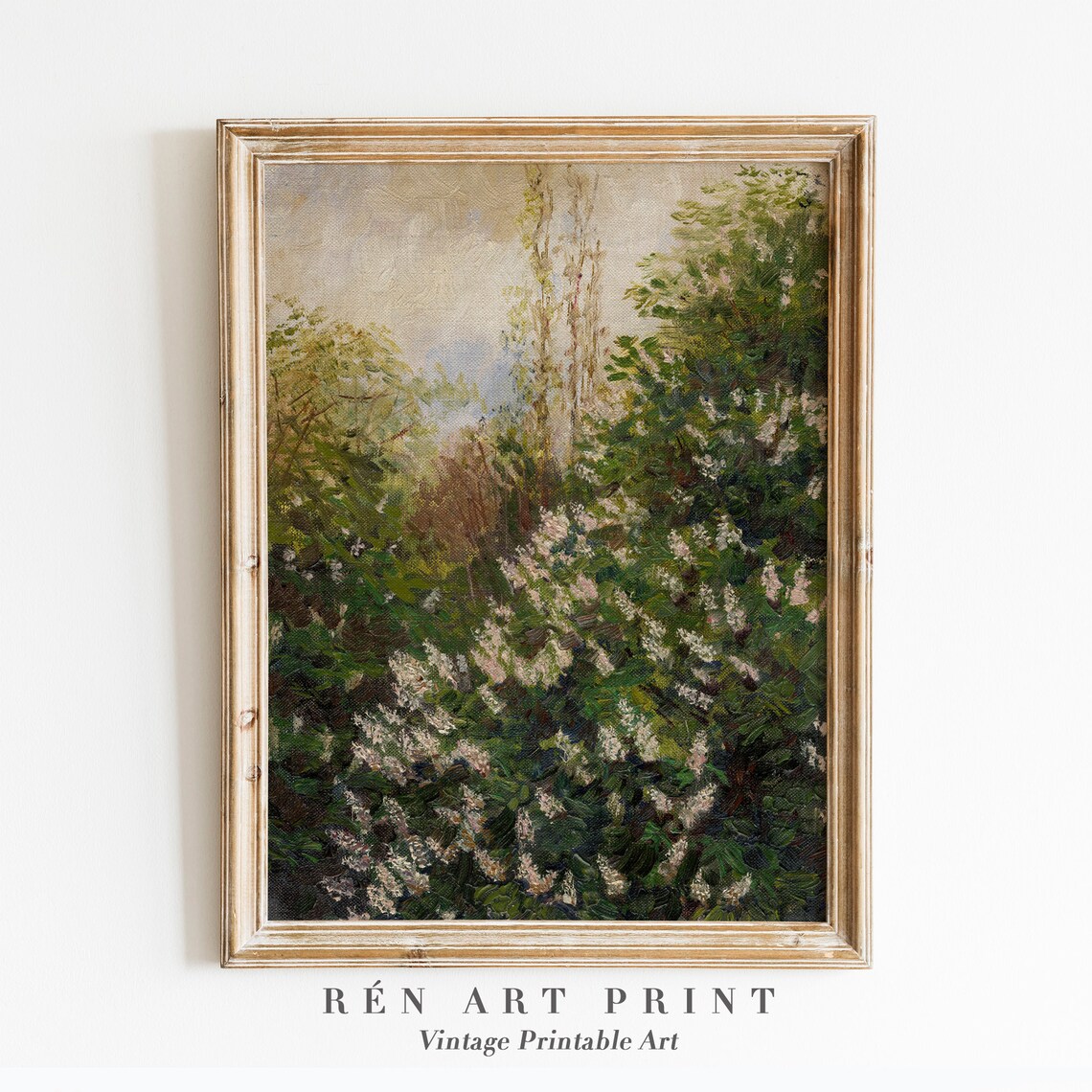 Blooming Lilac Tree Vintage Spring Garden White Flowers Art Poster