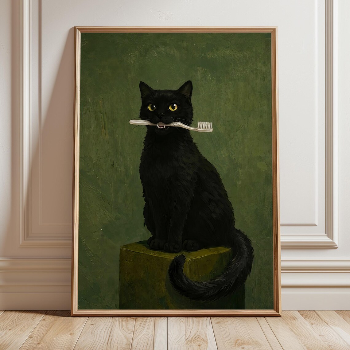 Black Cat Funny Bathroom Wall Art, Vintage Poster