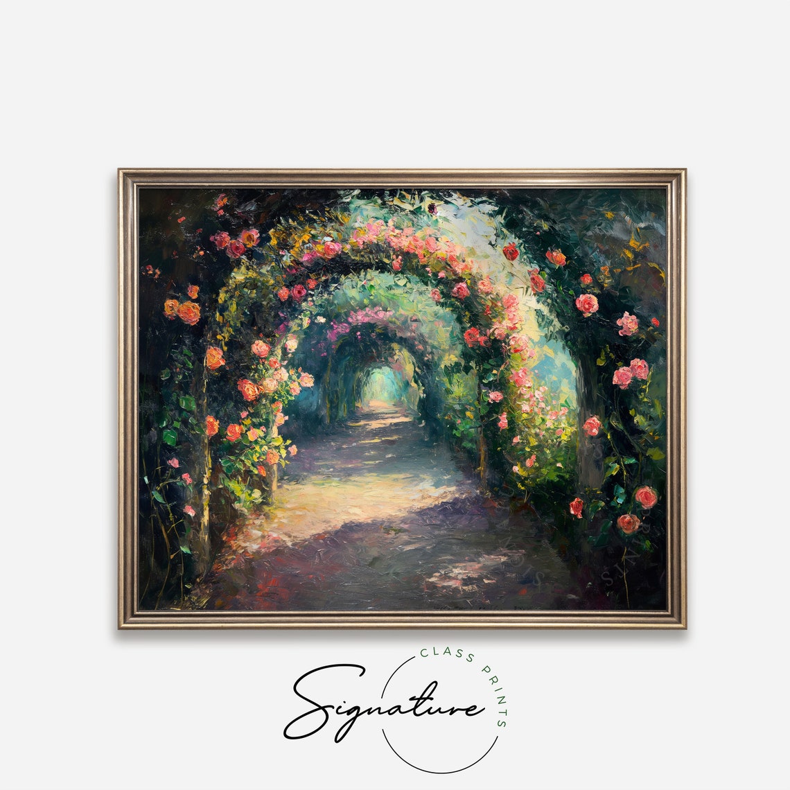 Enchanted Rose Arch Garden Path Night Impressionist Poster Art - Image 4