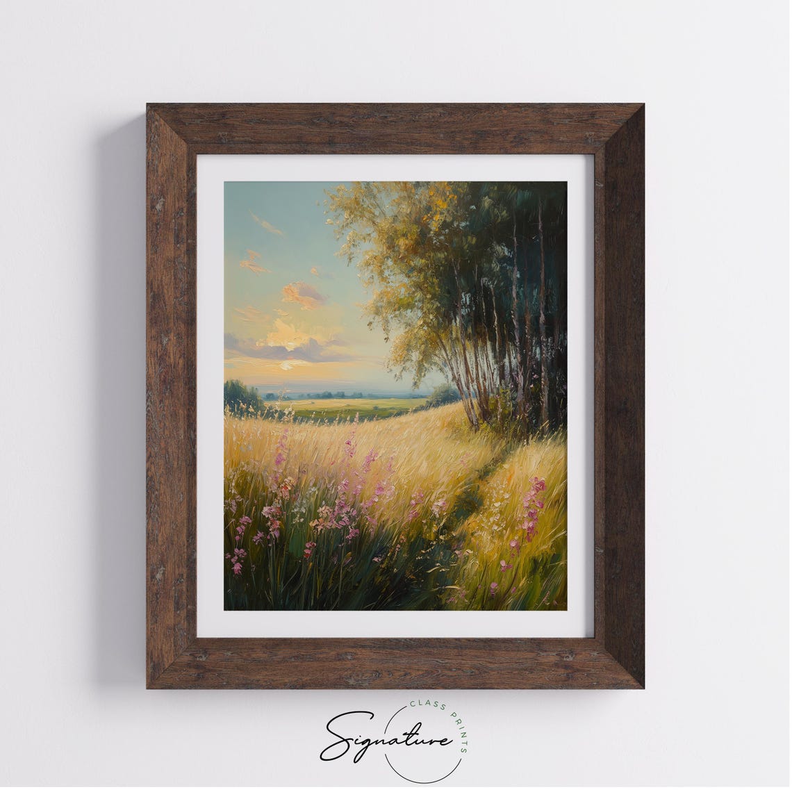 Sunlit Rolling Meadow With Blooming Wildflowers Golden Hour Poster - Image 3