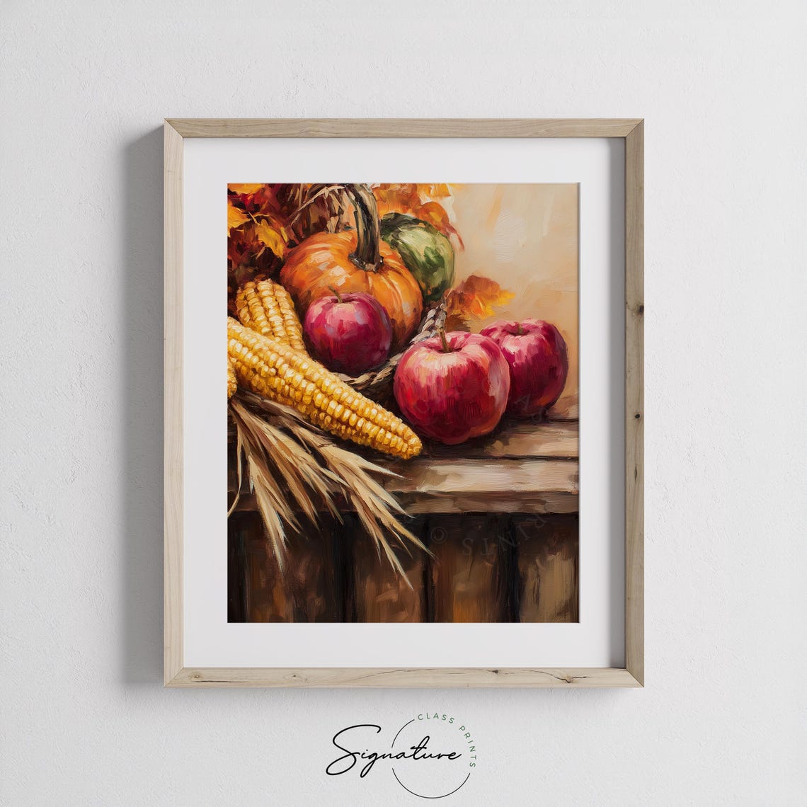 Harvest Still Life With Corn Pumpkins And Apples Autumn Poster - Image 3
