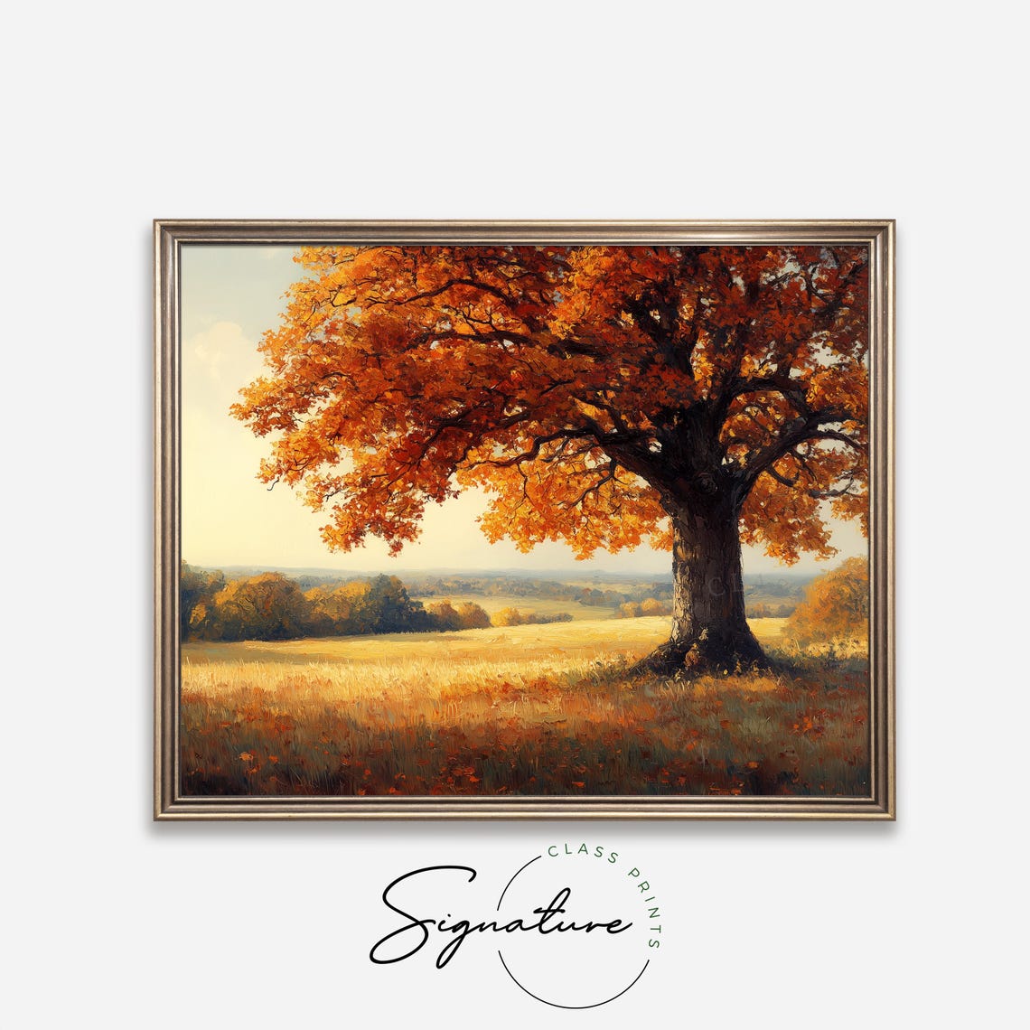 Autumn Oak Tree Majestic English Countryside Golden Foliage Art Poster - Image 4