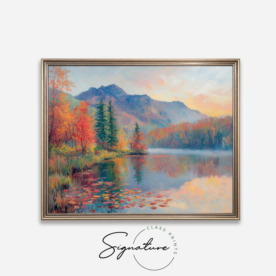 Mountain Lake Shimmering With Autumn Colors at Daybreak Poster - Image 4