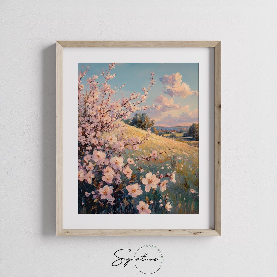 Rolling Hills And Blossoming Orchard In Pastel Spring Landscape Poster - Image 2