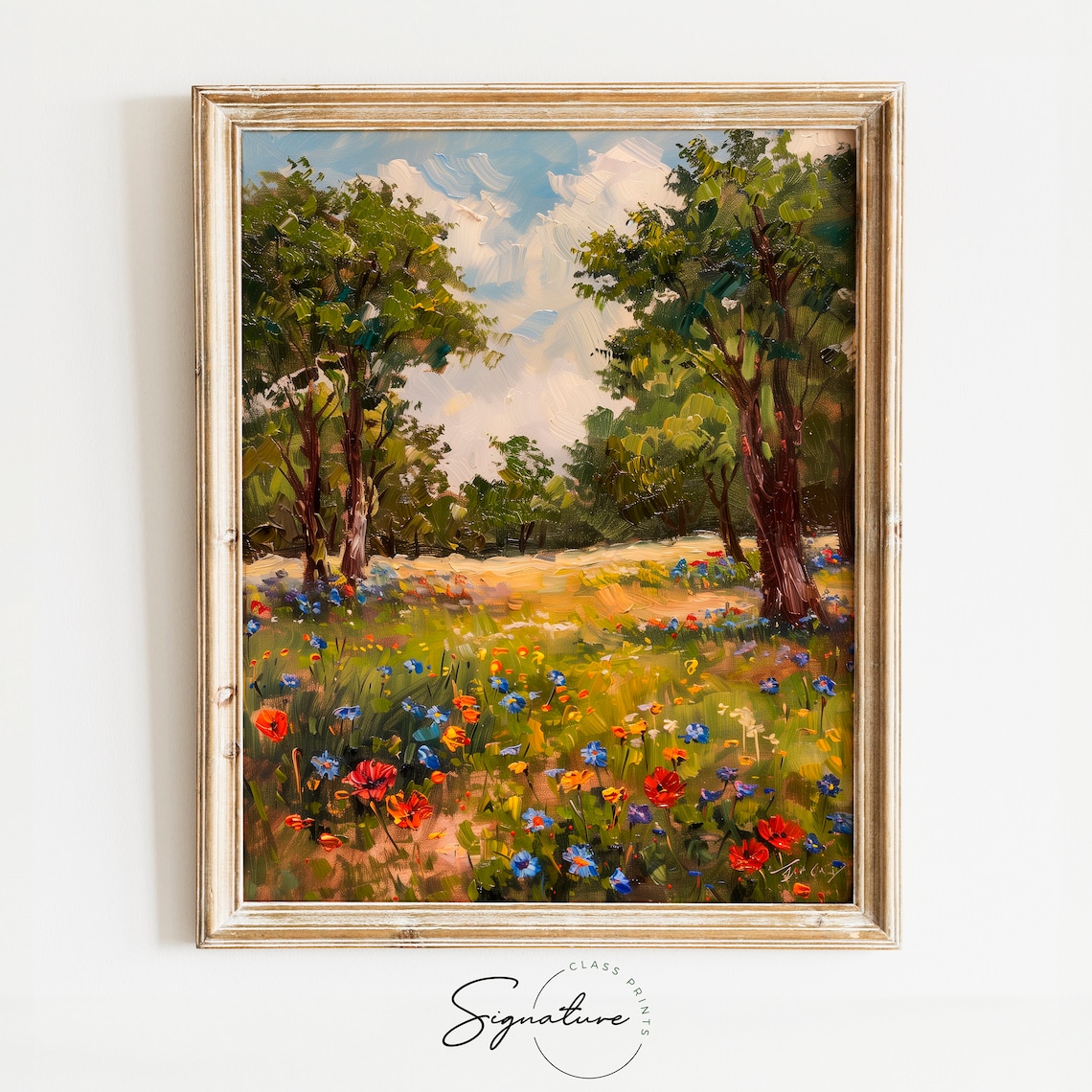 Red Poppies And Blue Cornflowers Wildflower Meadow Impressionist Poster