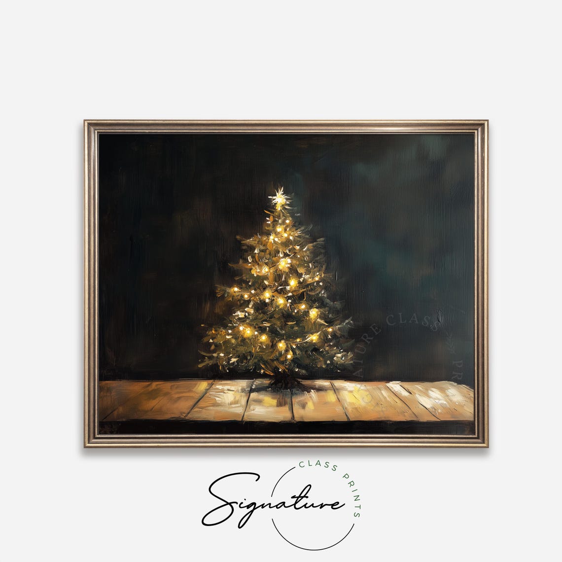 Small Glowing Christmas Tree With Star On A Wooden Table Poster - Image 4