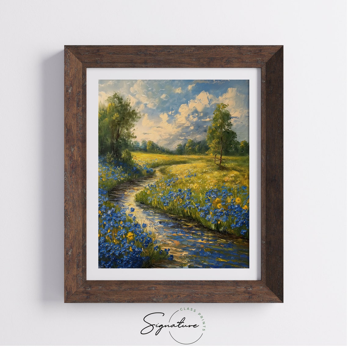 Blue Forget Me Nots Meadow Stream Golden Summer Wild Field Poster - Image 4