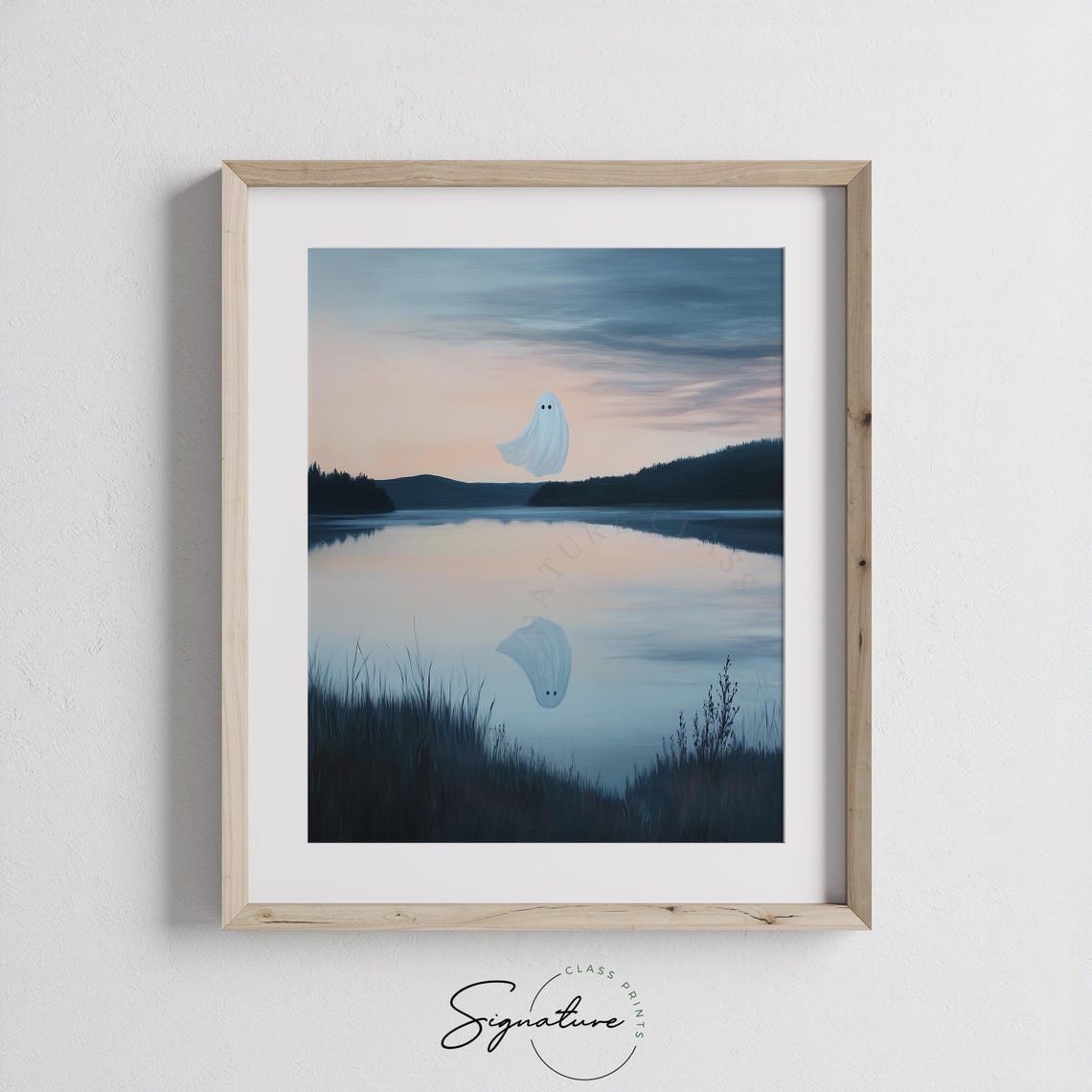 Ghost Reflected in a Misty Lake Beneath a Blushing Twilight Sky Poster - Image 3