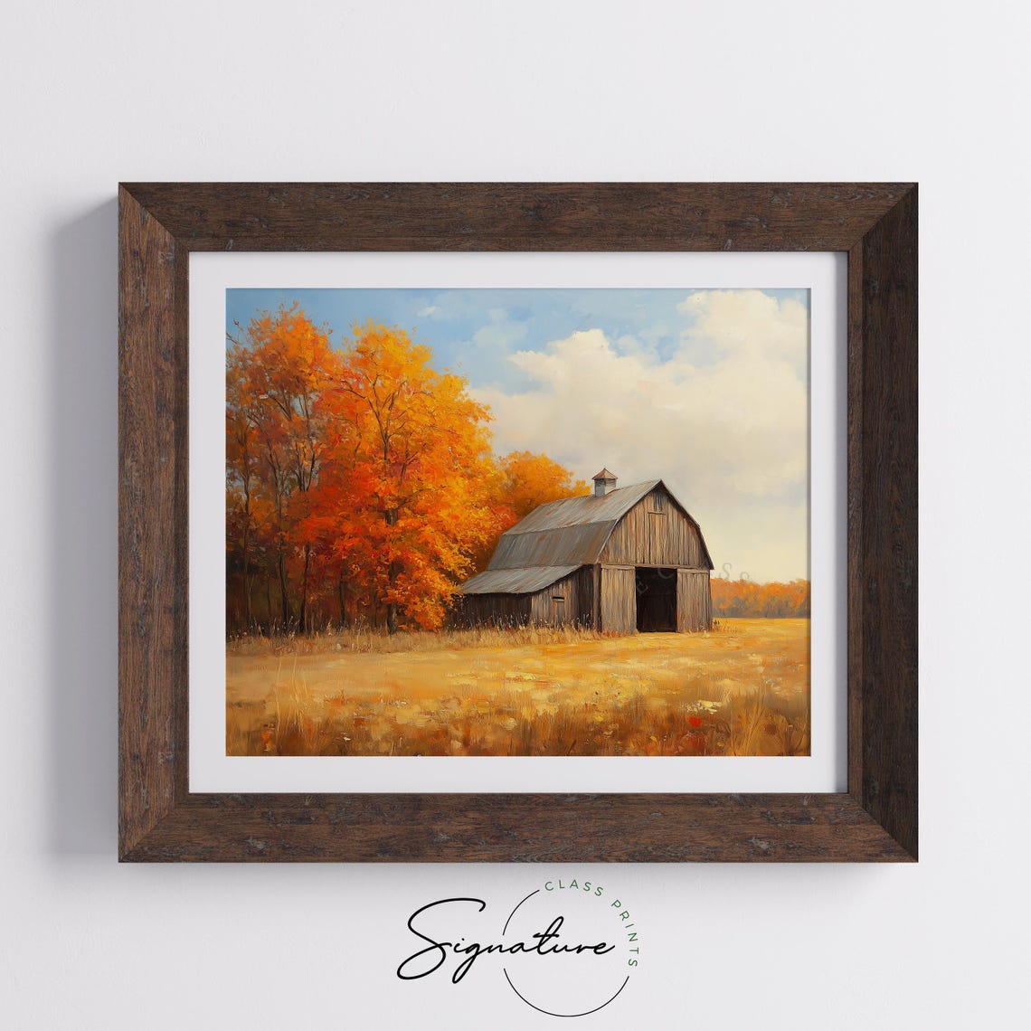 Wooden Barn Amid Autumn Fields Orange Maples Farmhouse Fall Poster - Image 5