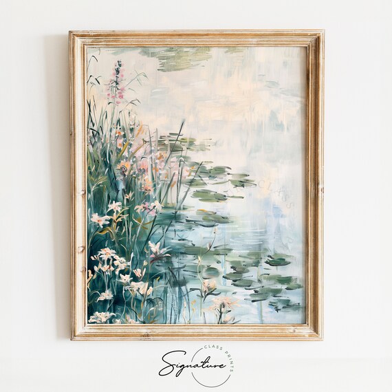 Garden Pond Water Lilies Floral Waterscape Tranquil Art Print