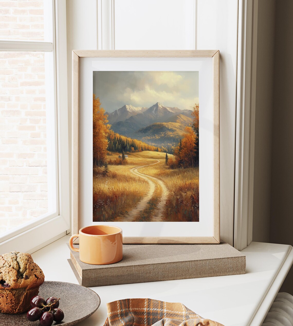 Golden Meadow Trail Cabin Snowy Mountain Vista Landscape Print - Image 6