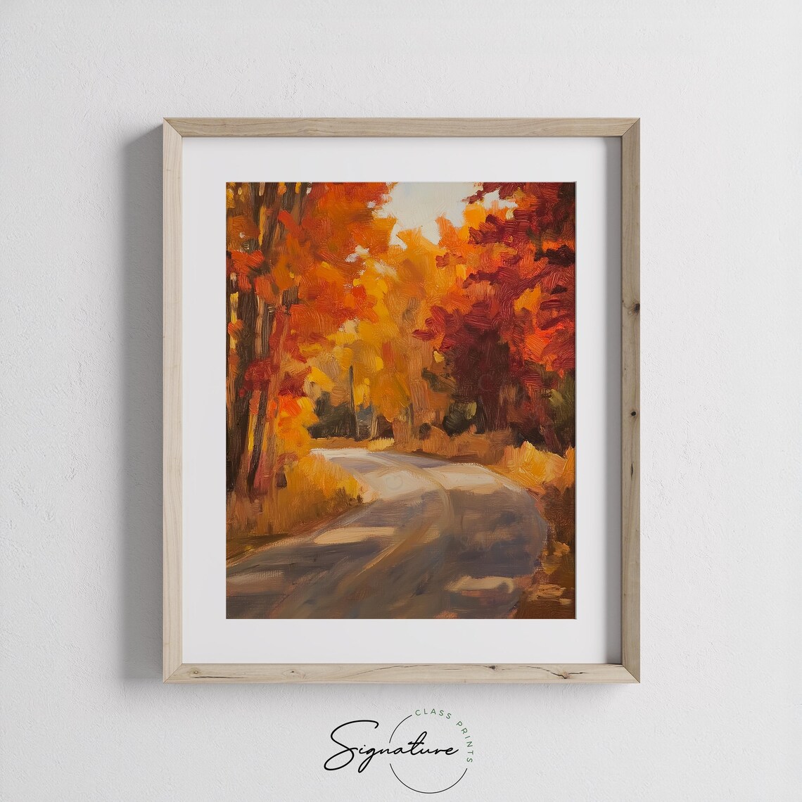 Curving Country Road Through Fiery Orange Autumn Forest Poster - Image 3