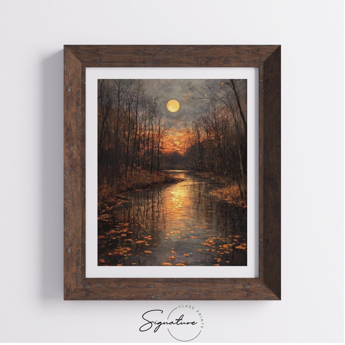Full Moon Rising Over a Winding River Glowing With Autumn Light Poster - Image 4