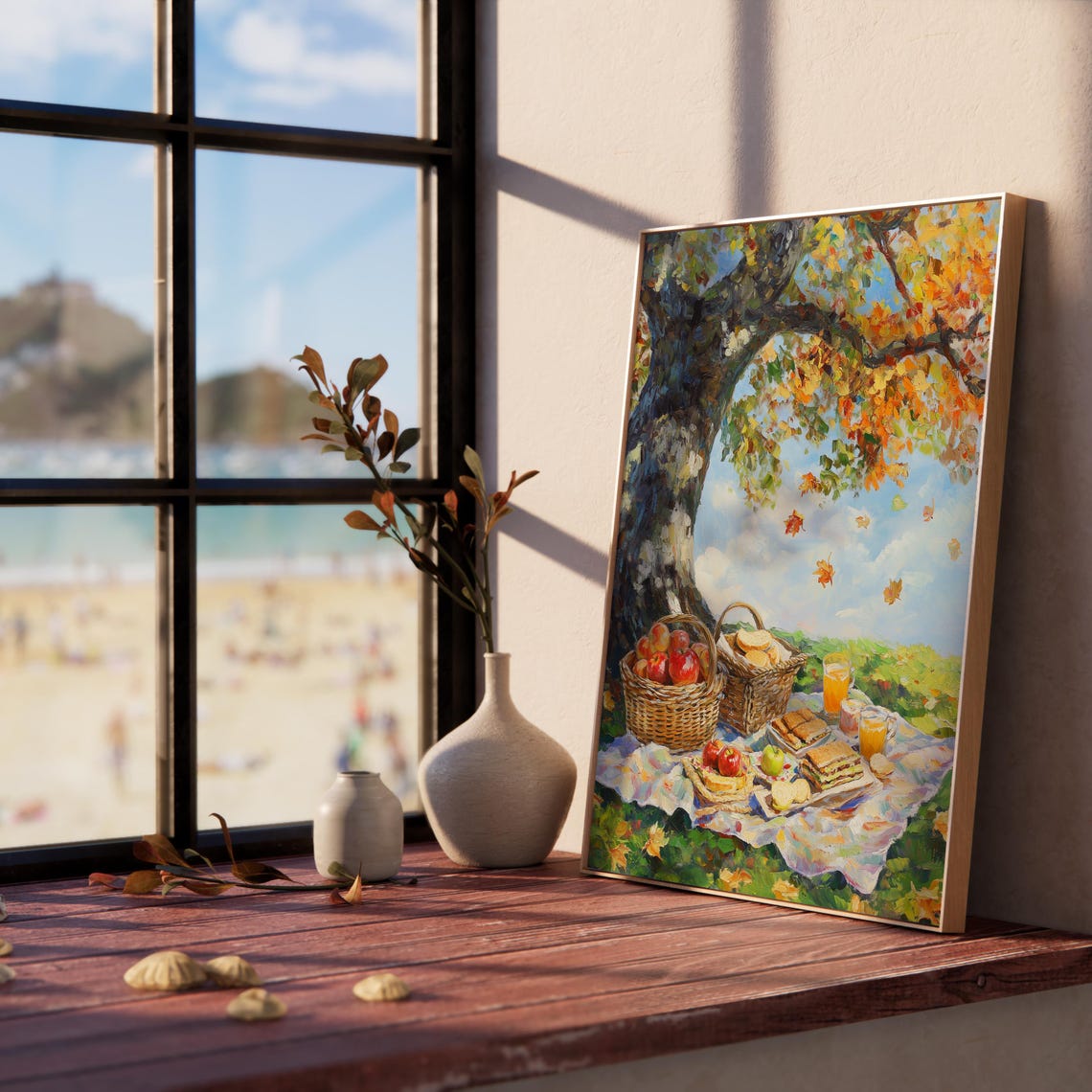 Autumn Picnic Under Maple Tree With Baskets And Apples Poster - Image 5