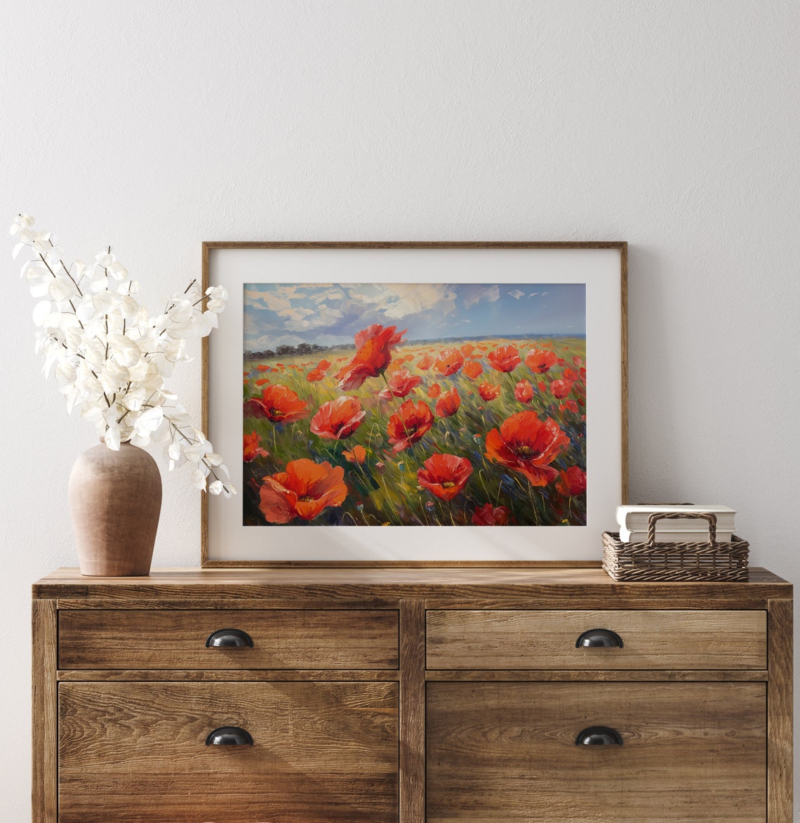 Red Poppy Field In Full Bloom Vibrant Impressionist Poster Art - Image 3