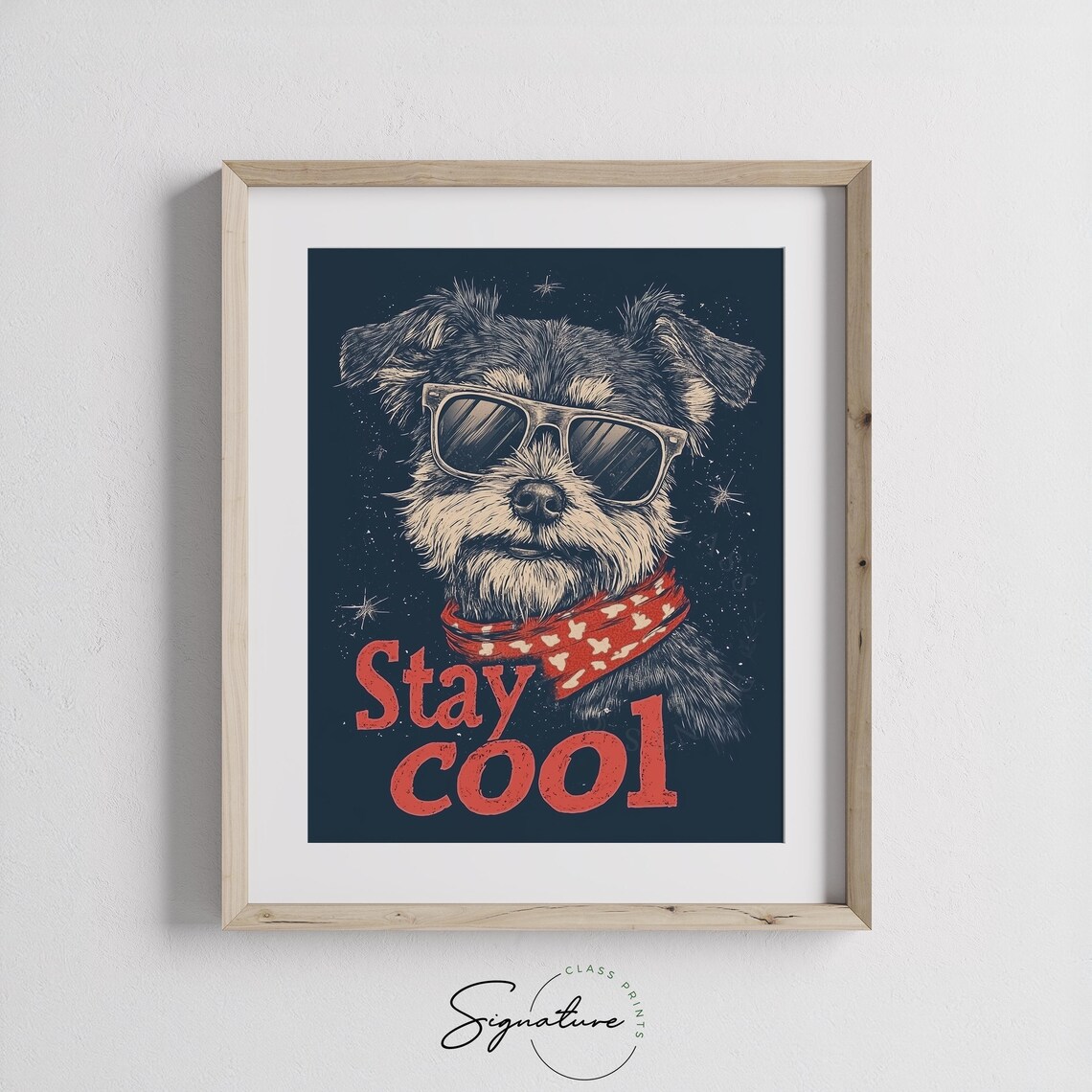 Funny Stay Cool Terrier Dog Sunglasses Retro Bandana Dog Poster - Image 3