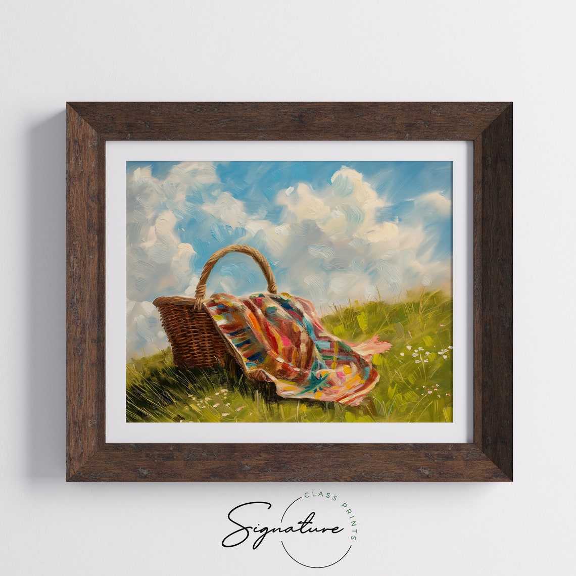 Picnic Basket With Colorful Blanket Sunny Hill Summer Poster - Image 5