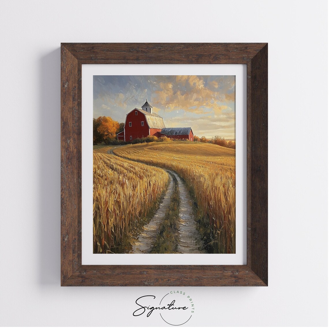 Red Barn Golden Hill Wheat Field Winding Path Country Scene Poster - Image 4
