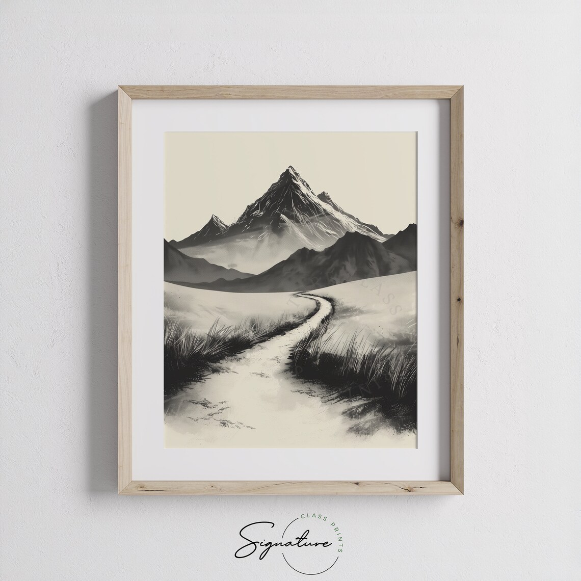 Mountain Trail Art Winding Path With Distant Peaks Nature Wall Decor Serene Landscape Drawing Scenic Mountain View Art 805 - Image 3
