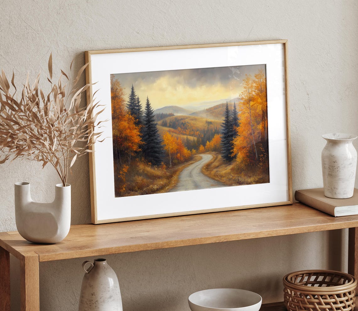Winding Road Through Autumn Pines And Golden Trees Mountain Poster - Image 4