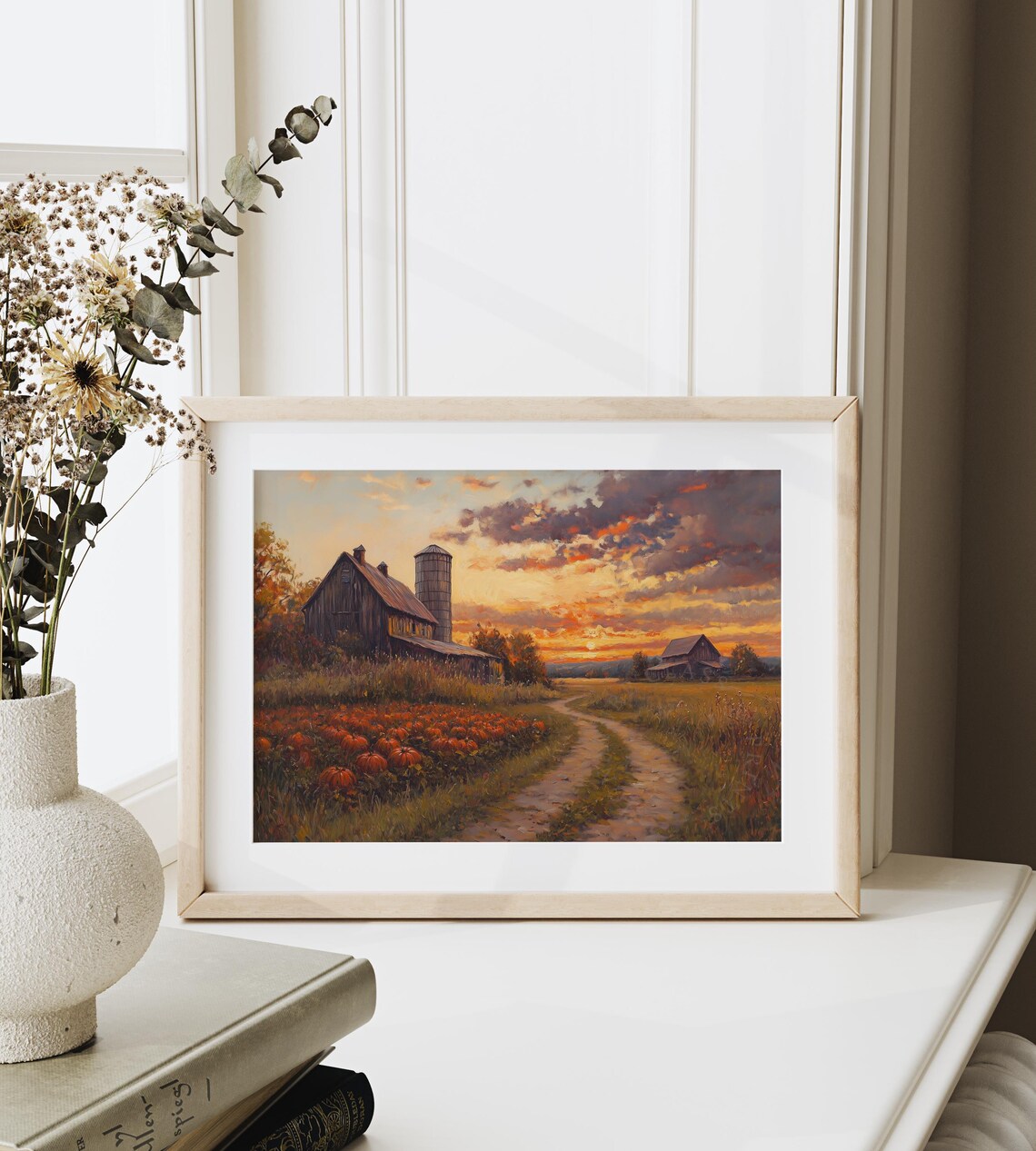 Vintage Autumn Farm Pumpkin Patch and Barn Art Print - Image 6