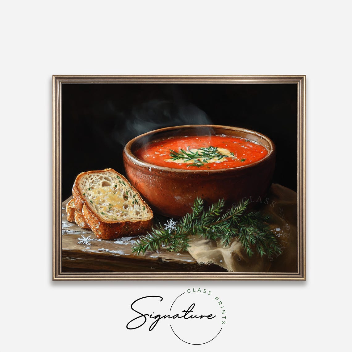 Steaming Tomato Soup Bowl With Rustic Bread Winter Kitchen Poster - Image 4