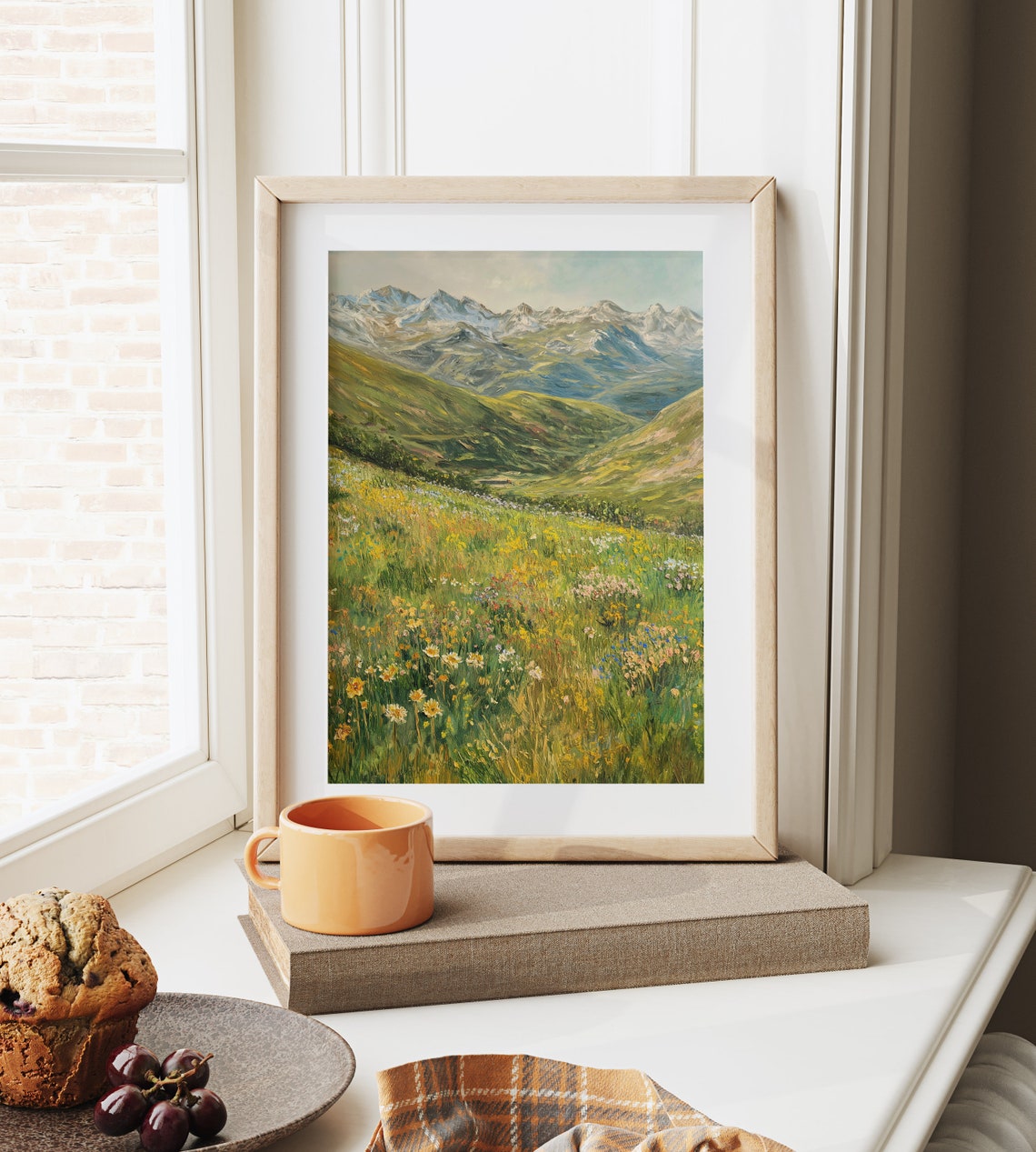 Spring Alpine Valley Wildflower Meadow Mountain Scene Poster - Image 6