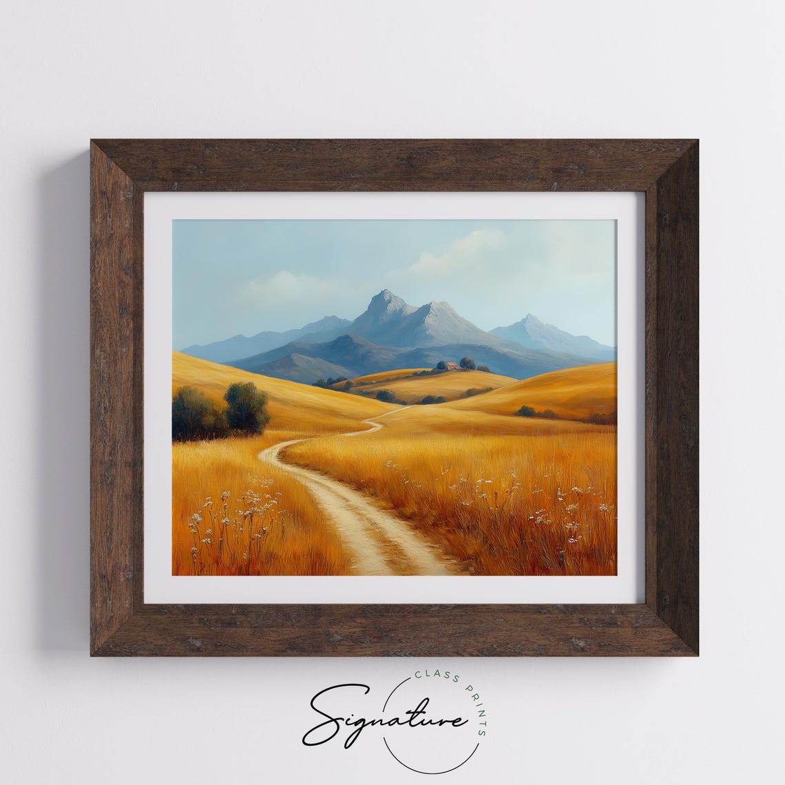 Golden Rolling Hills Mountain View Autumn Country Path Wall Art - Image 5