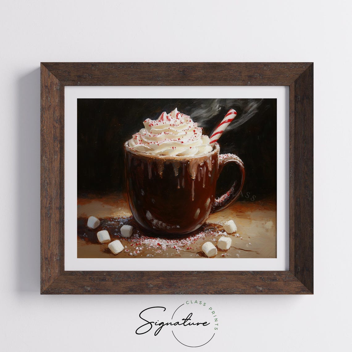 Hot Cocoa With Whipped Cream And Peppermint Candy Cane Art Poster - Image 5