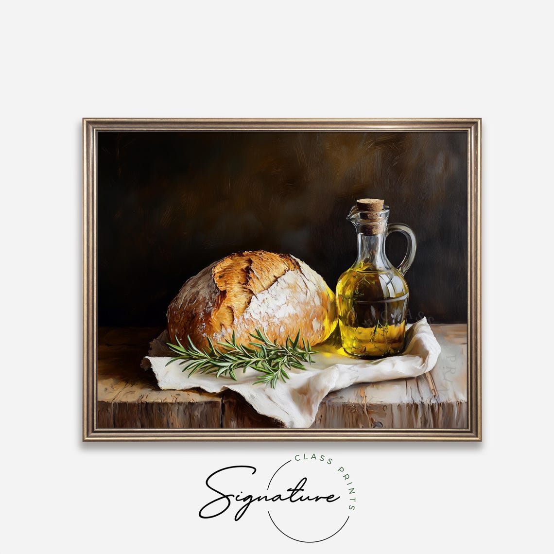 Rustic Bread And Olive Oil Still Life Kitchen Farmhouse Wall Art - Image 4