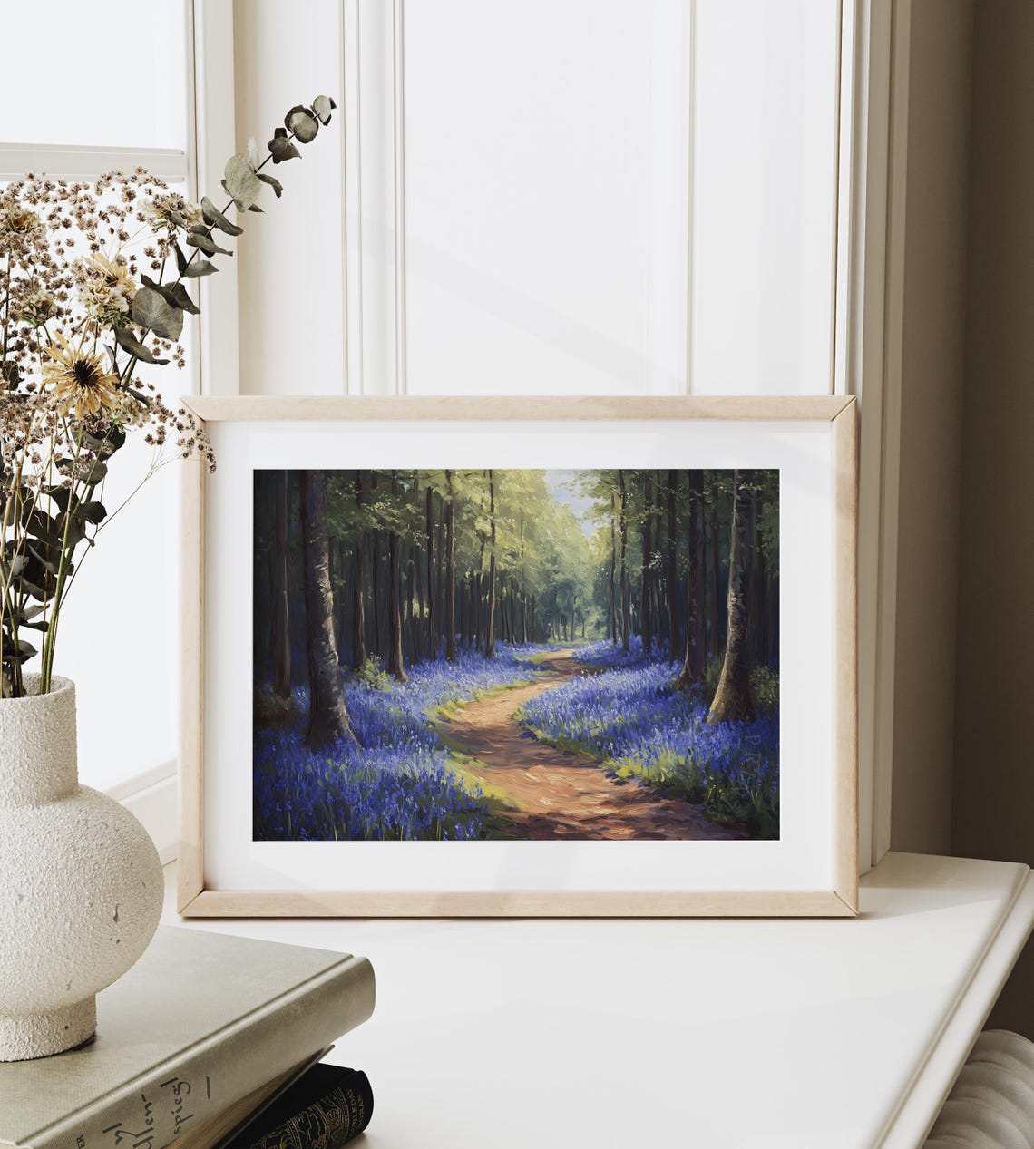 Autumn Bluebell Forest Path Earthy Moody Woodland Walk Art Poster - Image 6