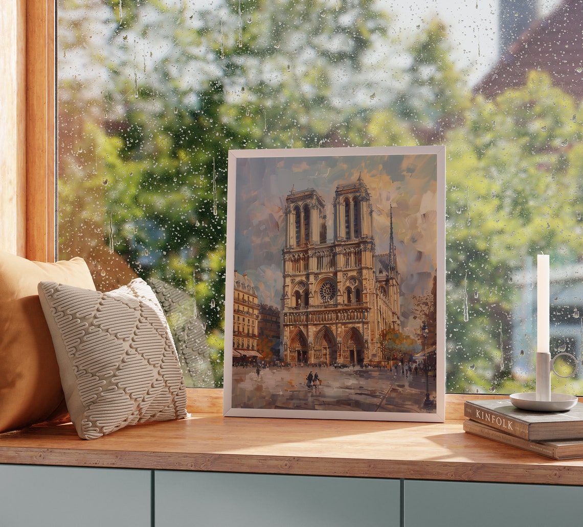 Notre Dame Cathedral Paris Gothic Landmark Cityscape Art Poster - Image 2