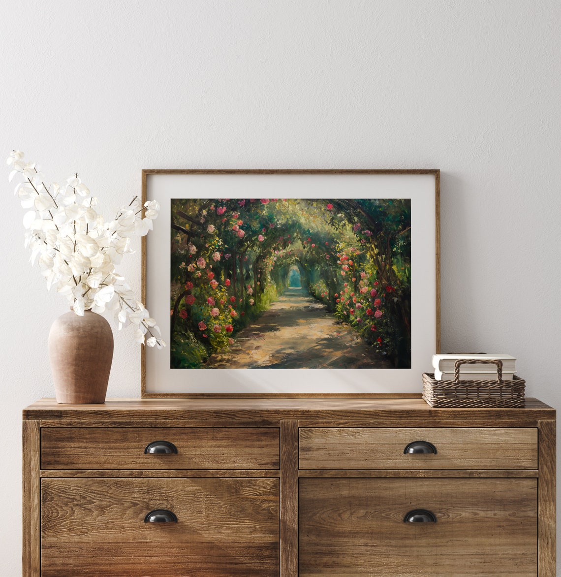 Rose Arches Over Garden Path Impressionist Floral Scene Poster - Image 3