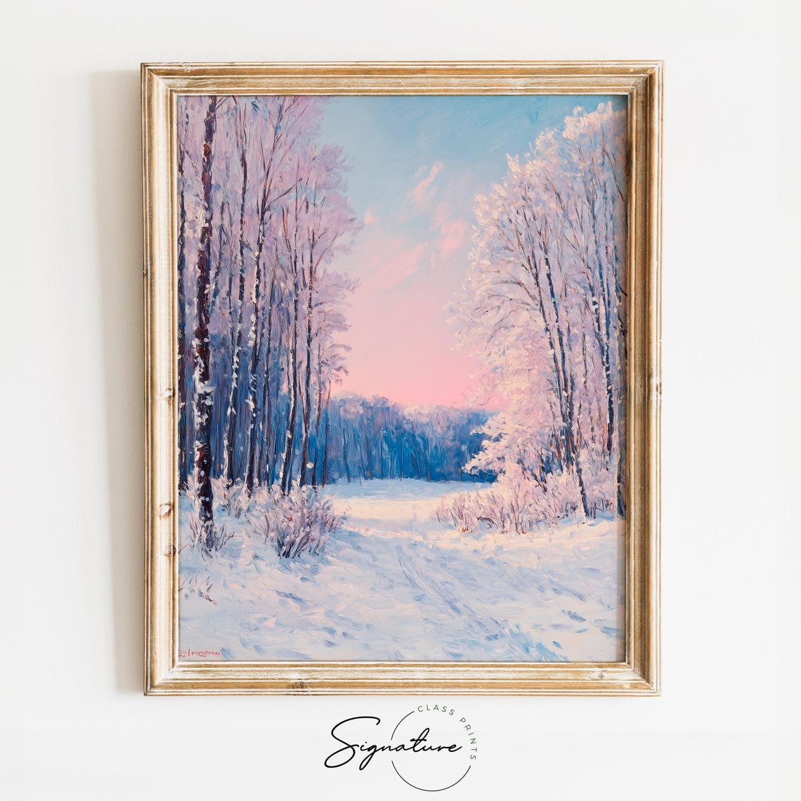 Snowy Forest Clearing At Dawn Pastel Winter Landscape Poster