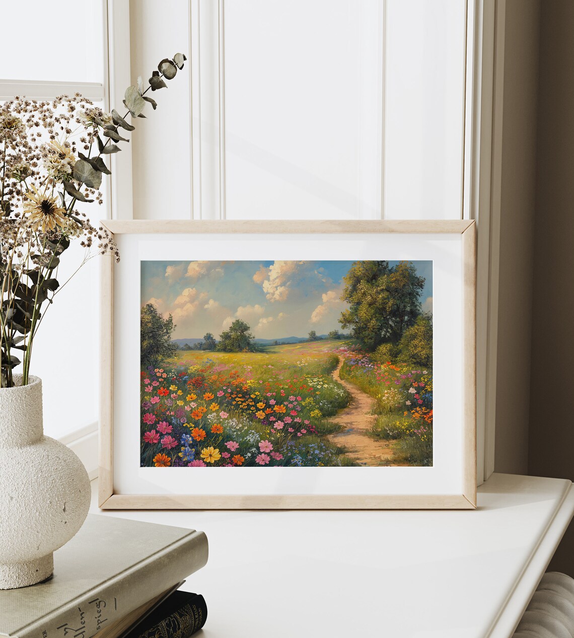 Wildflower Field Painting Country Path Art Print - Image 6