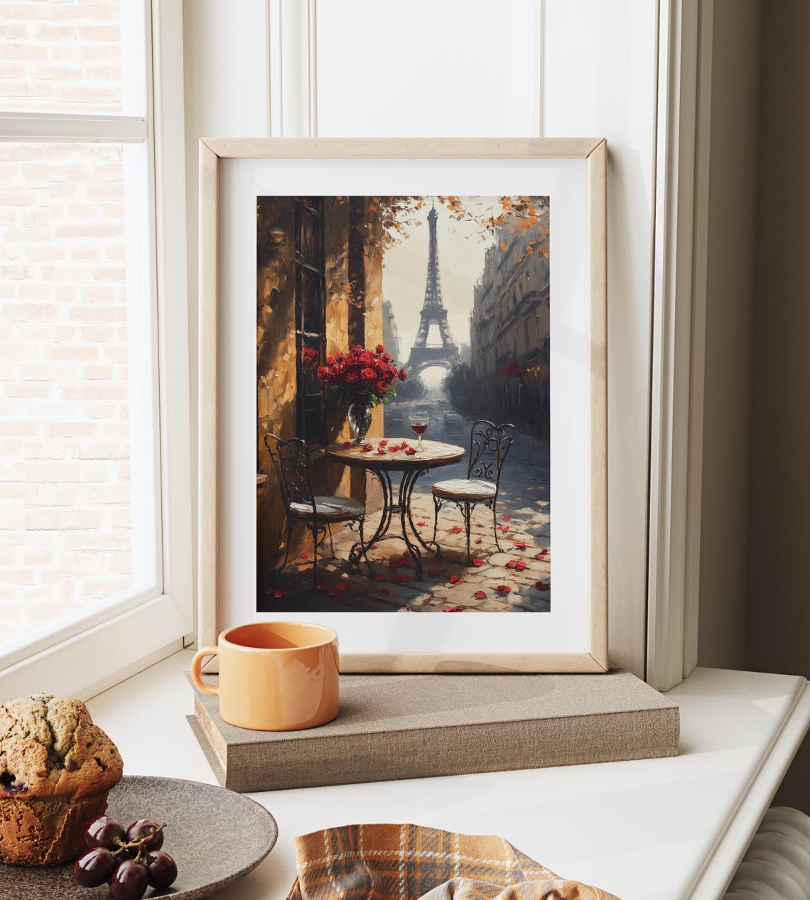 Parisian Street Cafe Eiffel Tower Roses Romantic Travel Poster Art - Image 4