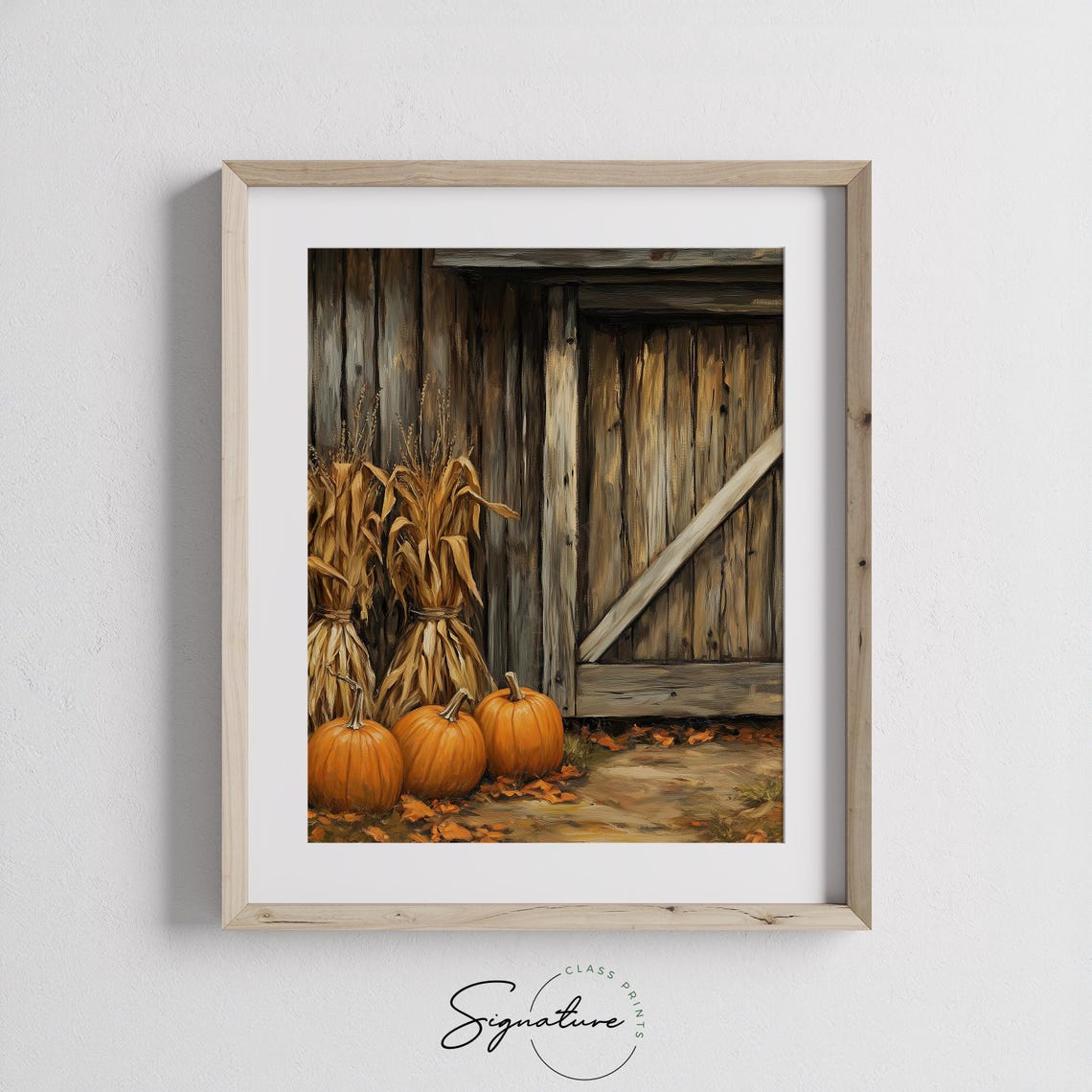 Pumpkins Corn Stalks Rustic Barn Wooden Door Fall Harvest Poster - Image 3