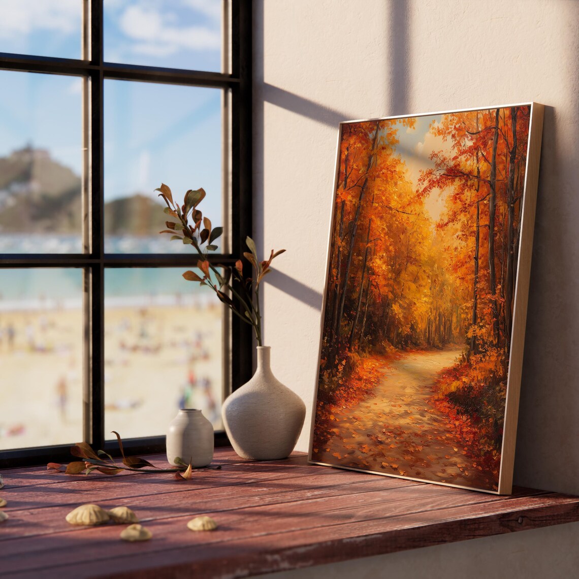 Autumn Forest Path Fallen Leaves Cozy Fall Decor Forest Scene Art Poster - Image 5