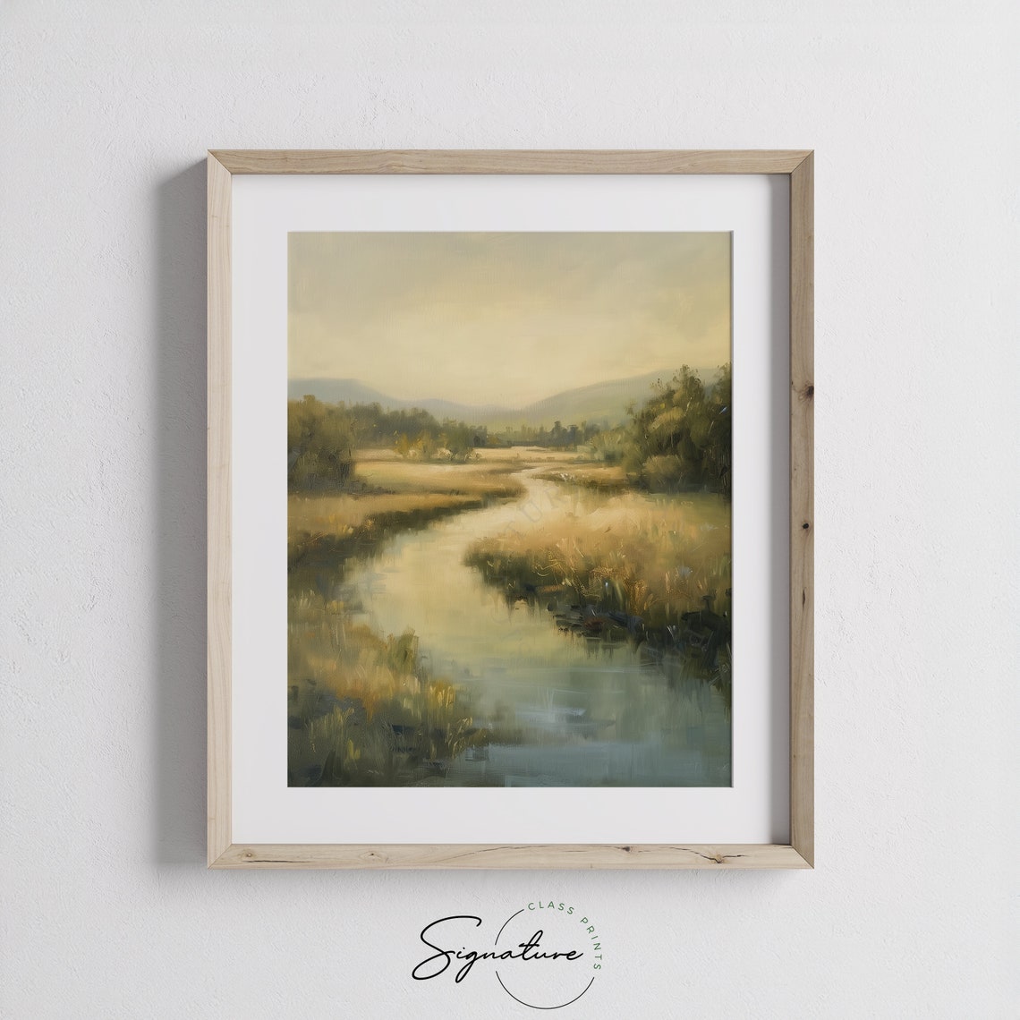 Rustic River Valley Golden Countryside Marsh Landscape Poster - Image 3