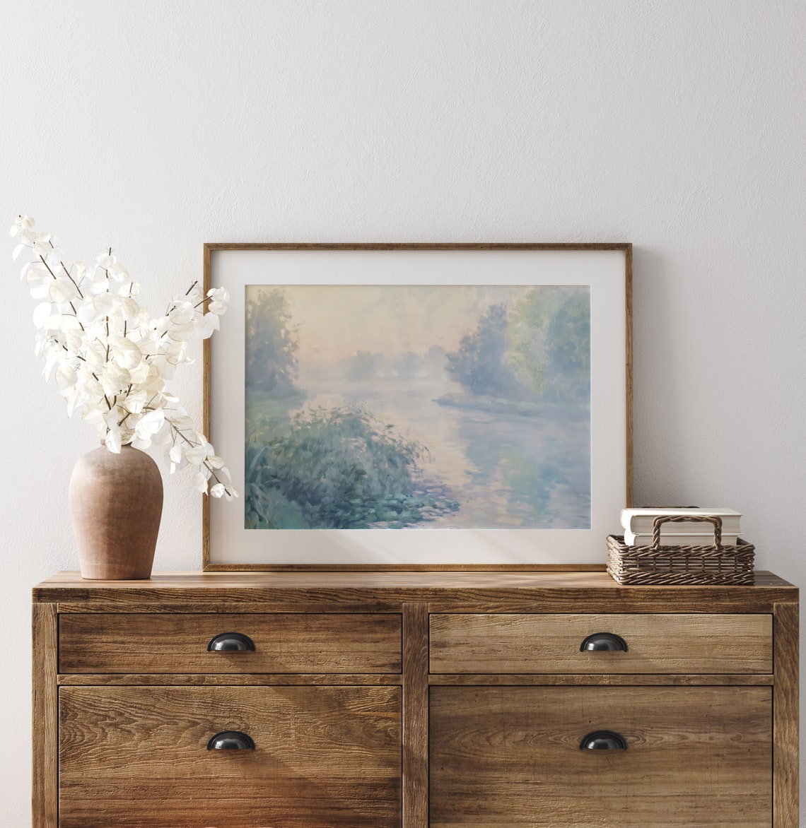 Seine Near Giverny Soft Misty Pastel Morning River Scene Poster - Image 3