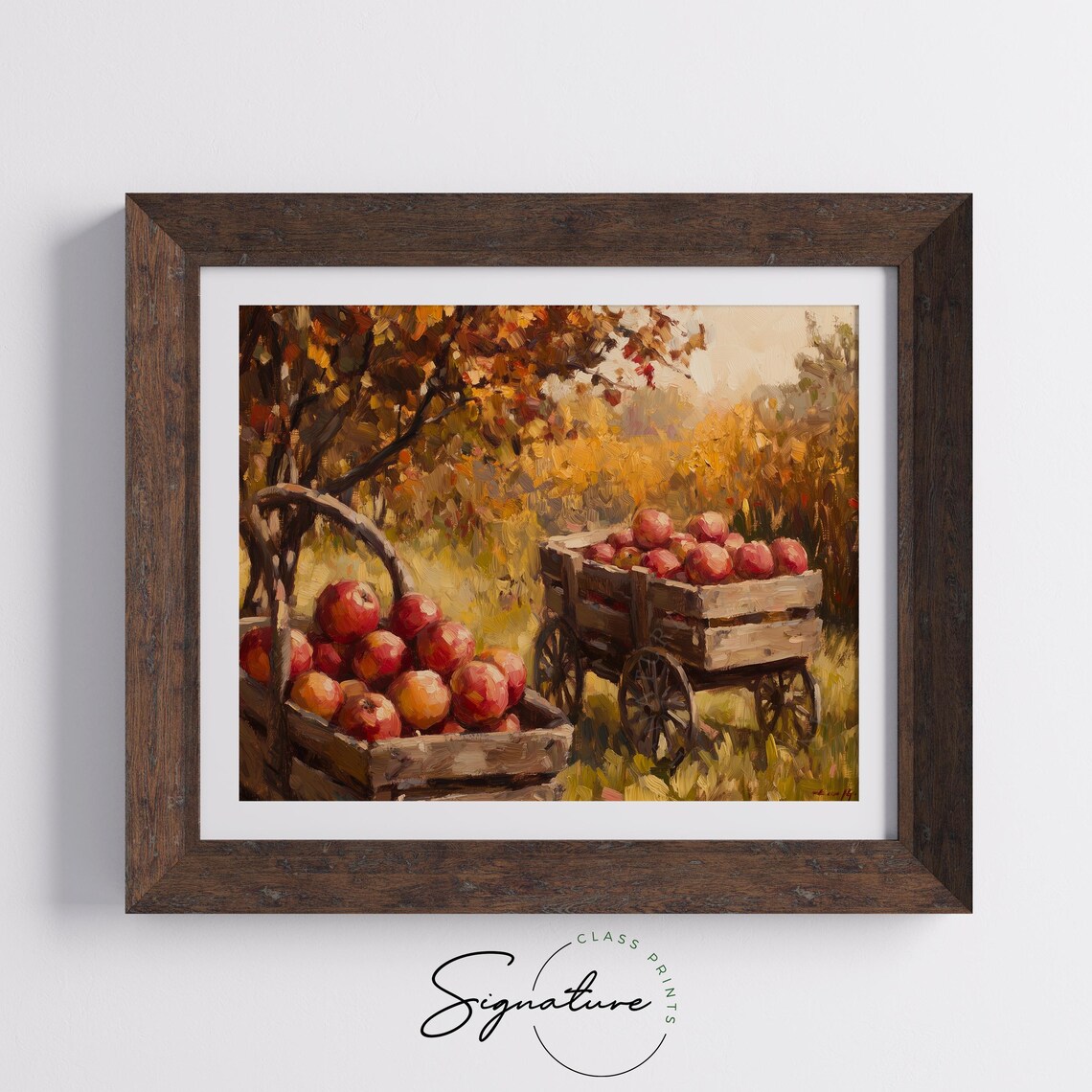 Autumn Apple Orchard Harvest Wooden Carts Impressionist Painting Poster - Image 5