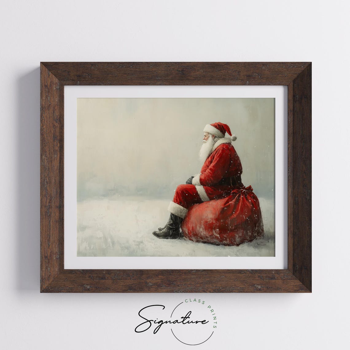 Santa Claus Resting on Red Gift Sack in Snow Winter Holiday Poster - Image 5