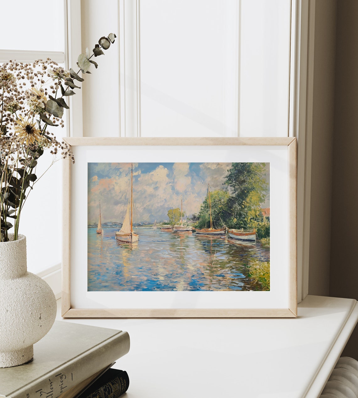 Monet Boats Moored At Argenteuil Sparkling River Sailboats Art Poster - Image 6